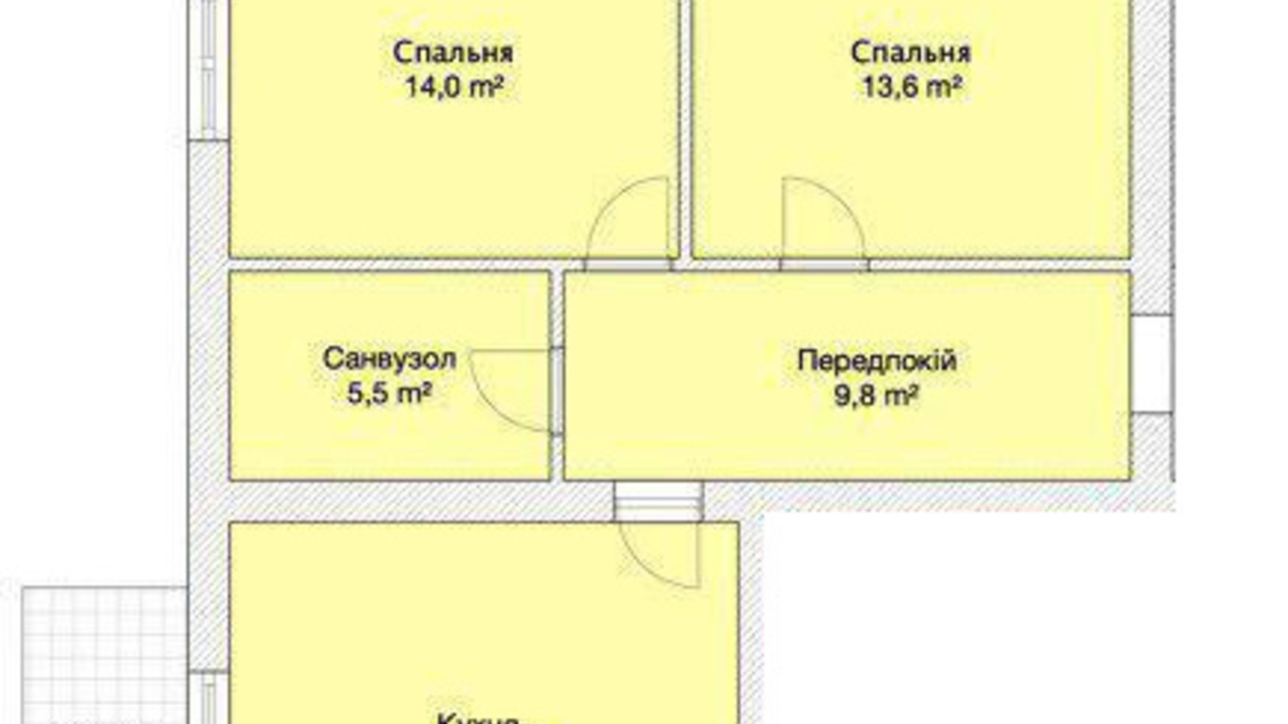 Планування 2-кімнатної квартири в ЖК Княжий 66 м², фото 152219