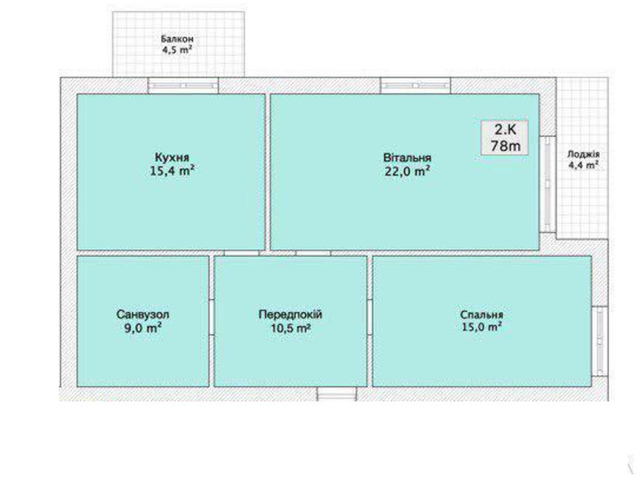 Планировка 2-комнатной квартиры в ЖК Княжий 78 м², фото 152220 Планировка 2-комнатной квартиры в ЖК Княжий 78 м², фото 152220