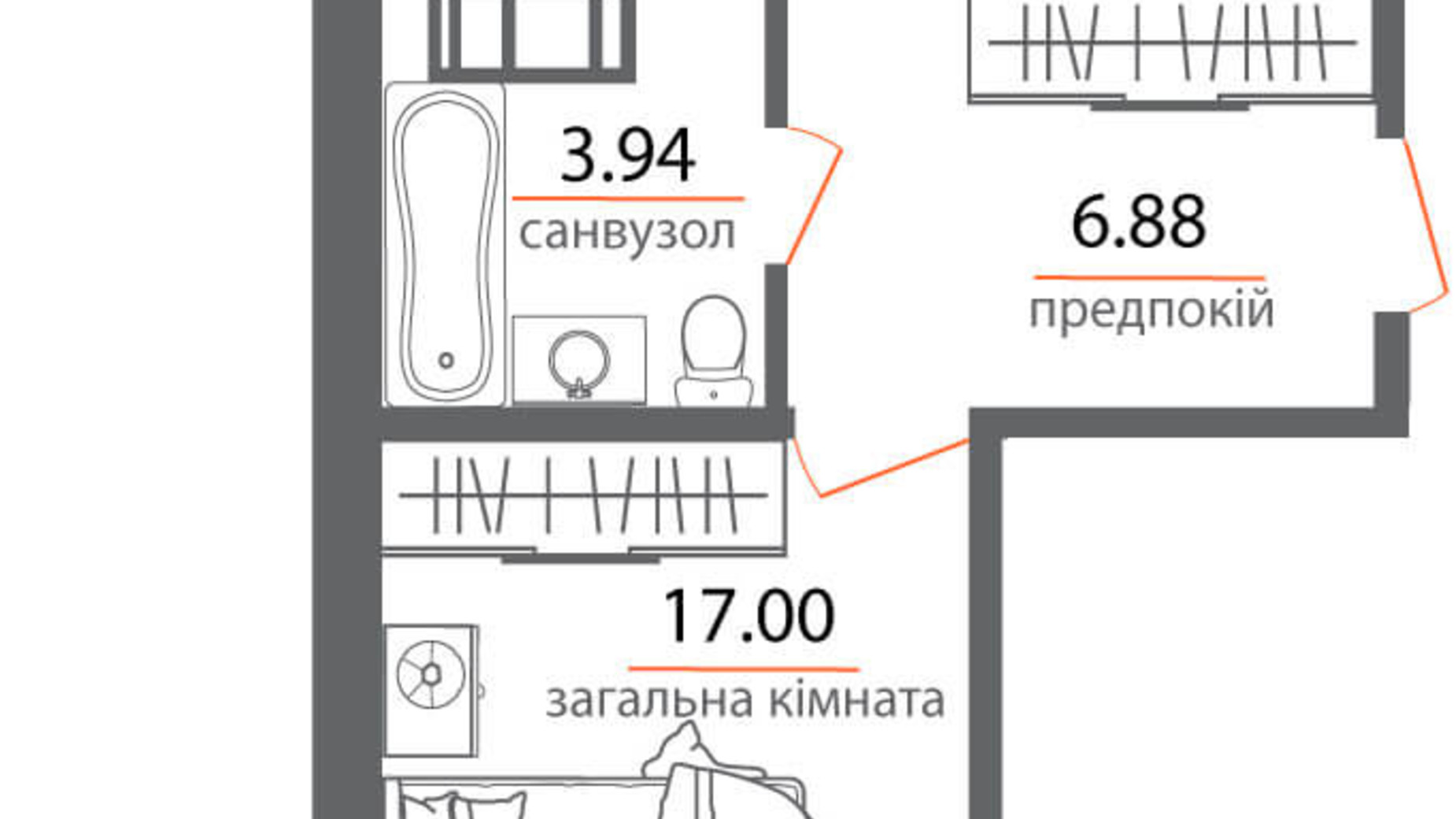 Планировка 1-комнатной квартиры в ЖК Welcome Home на Стеценко 48.64 м², фото 154294