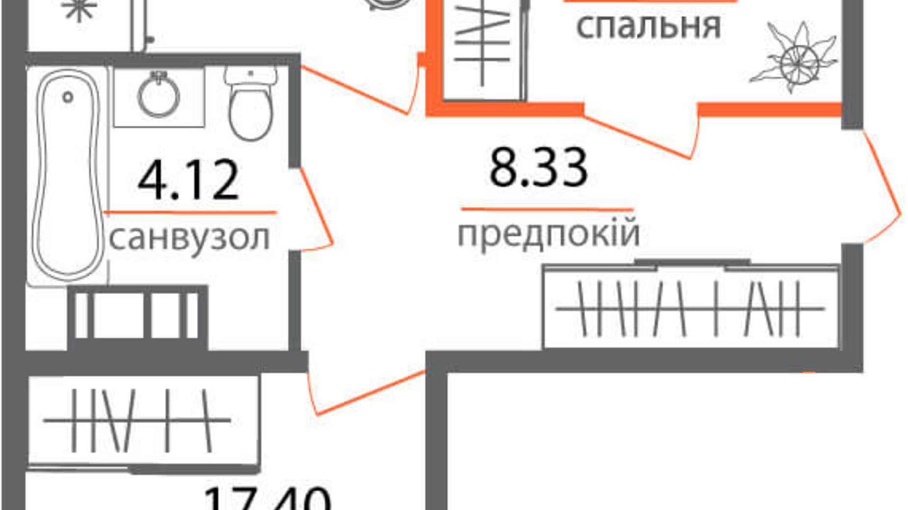Планировка 2-комнатной квартиры в ЖК Welcome Home на Стеценко 56.44 м², фото 154296