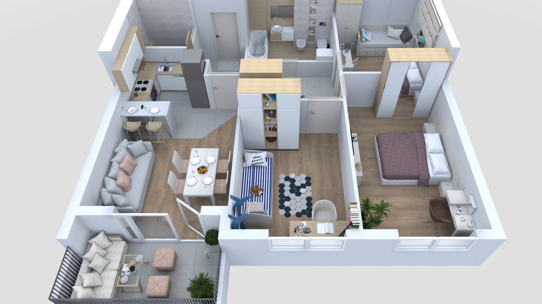 Планування 3-кімнатної квартири в ЖК Якісне житло 76.45 м², фото 156011