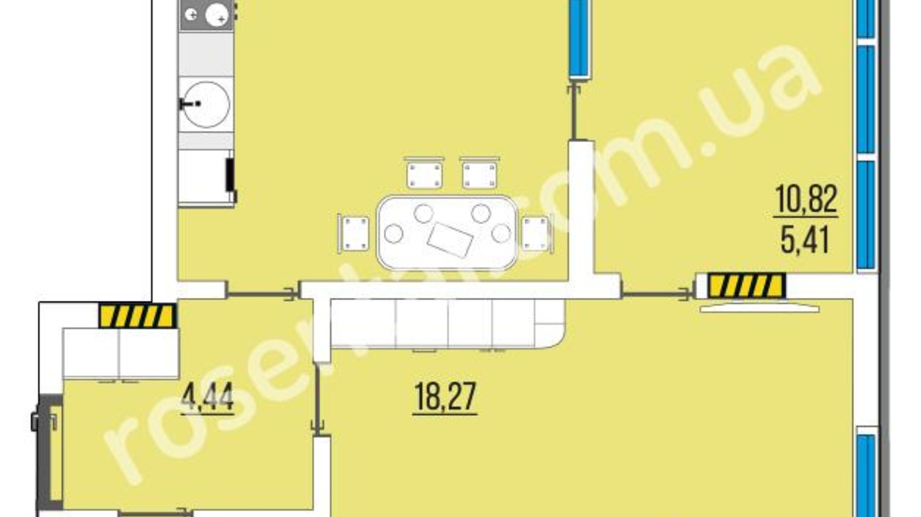 Планування 1-кімнатної квартири в ЖК Розенталь 47.24 м², фото 156506