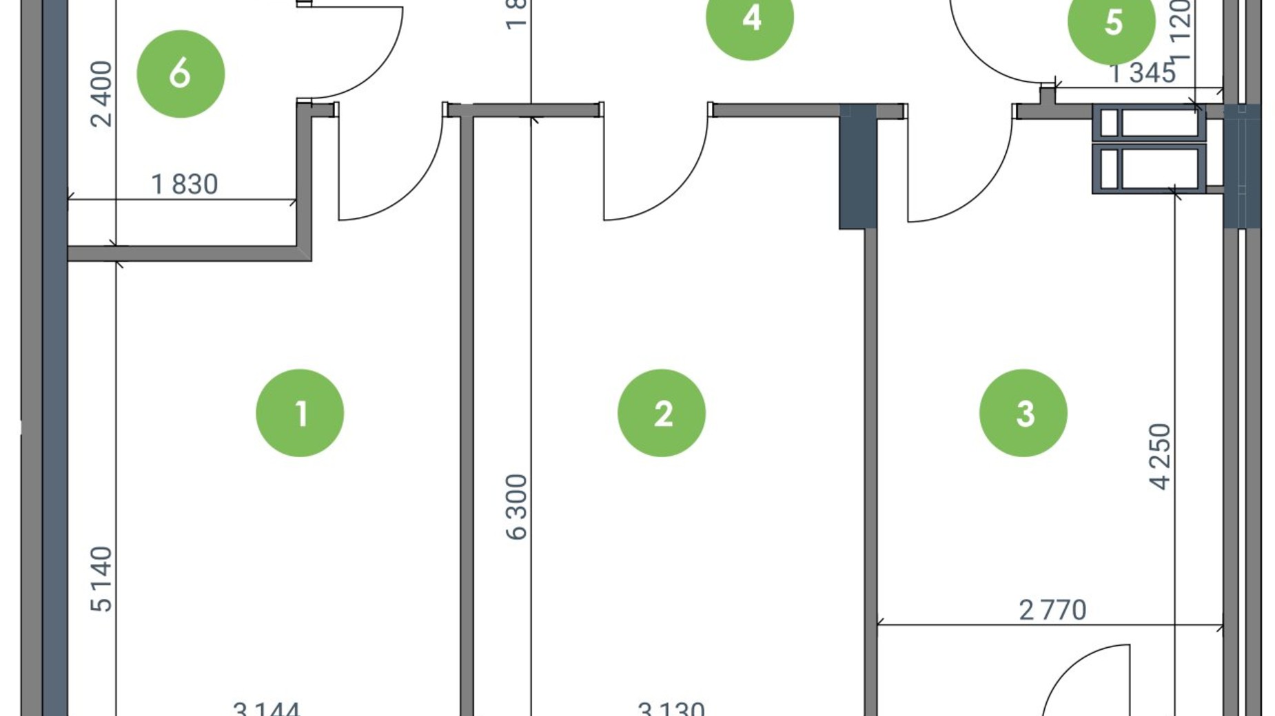 Планировка 2-комнатной квартиры в ЖК Метрополис 69.6 м², фото 156527