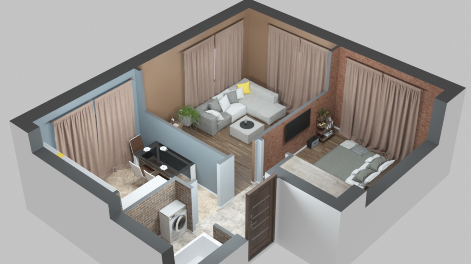 Планування 2-кімнатної квартири в ЖК Viking Home 55.38 м², фото 156683
