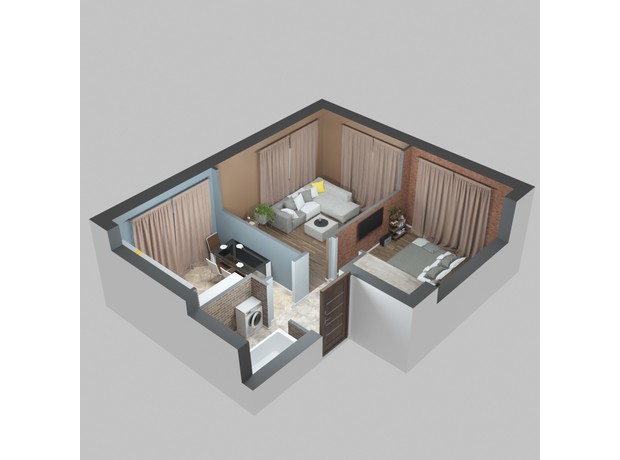 ЖК Viking Home: планування 1-кімнатної квартири 55.38 м²