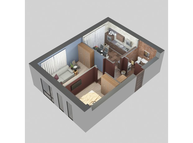 ЖК Viking Home: планування 2-кімнатної квартири 52.51 м²