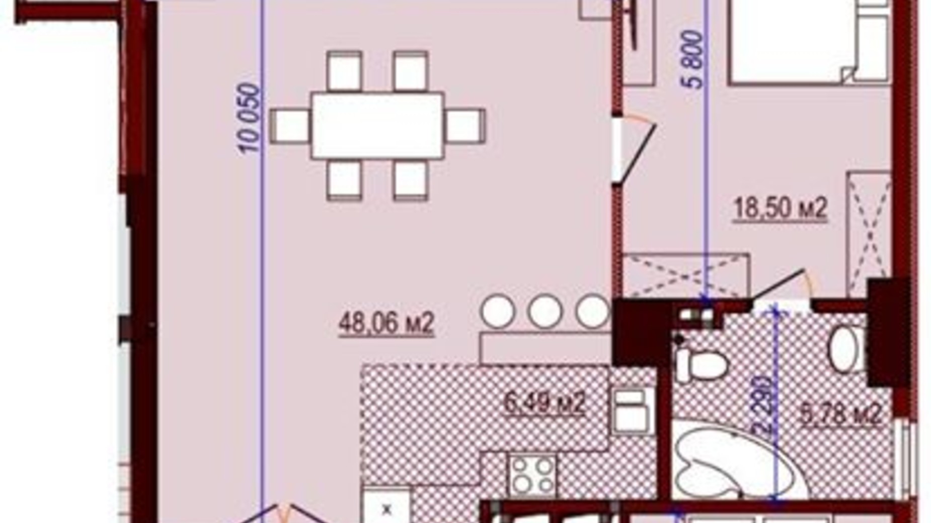 Планировка свободная планировка квартиры в ЖК Баку 112 м², фото 156747