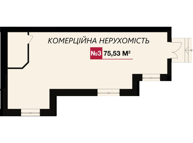 ЖК Злагода: планировка помощения 75.53 м²