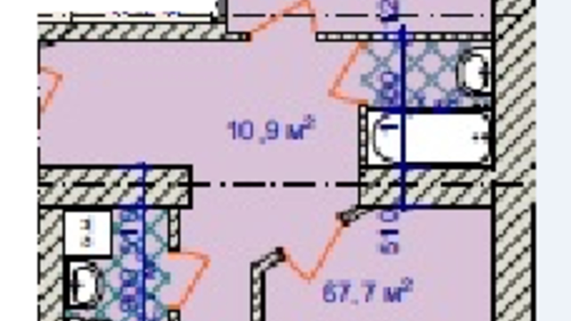 Планировка 2-комнатной квартиры в ЖК Авиатор 68 м², фото 157014