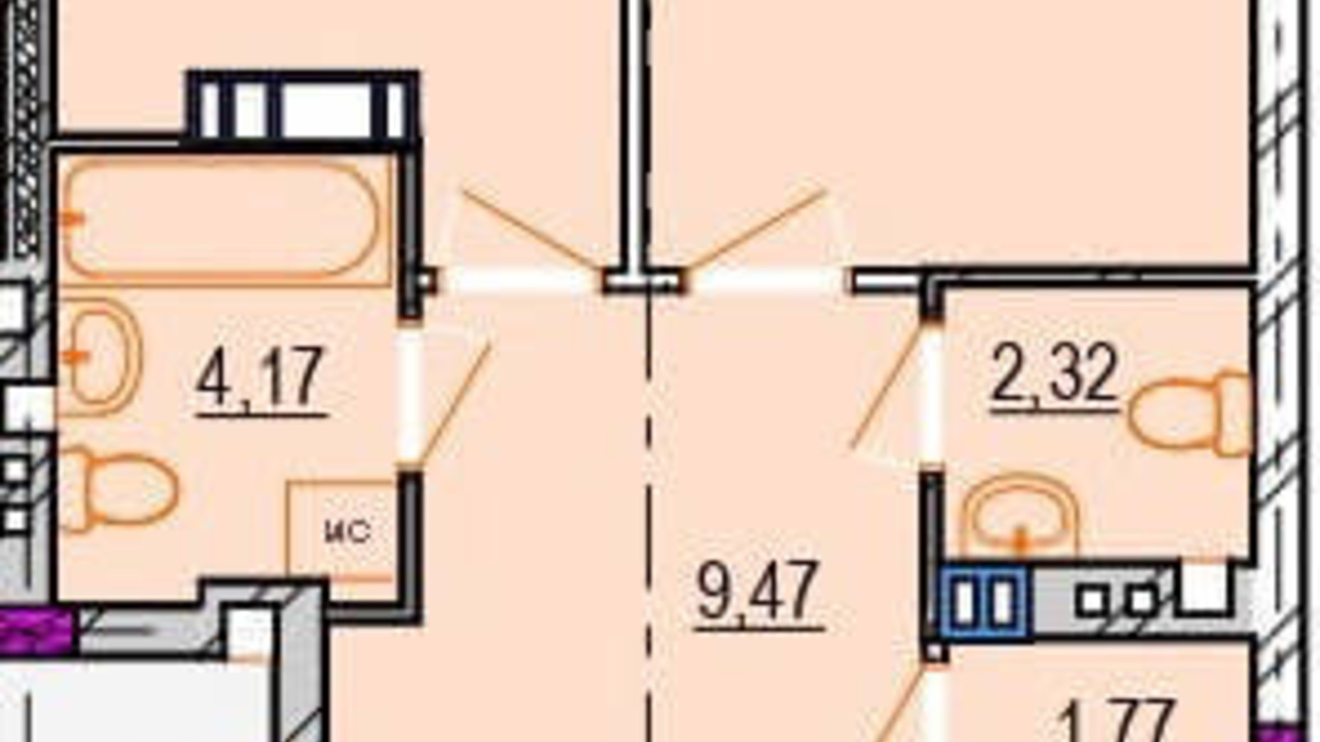Планування 3-кімнатної квартири в ЖК Родинний Маєток 83.85 м², фото 158089