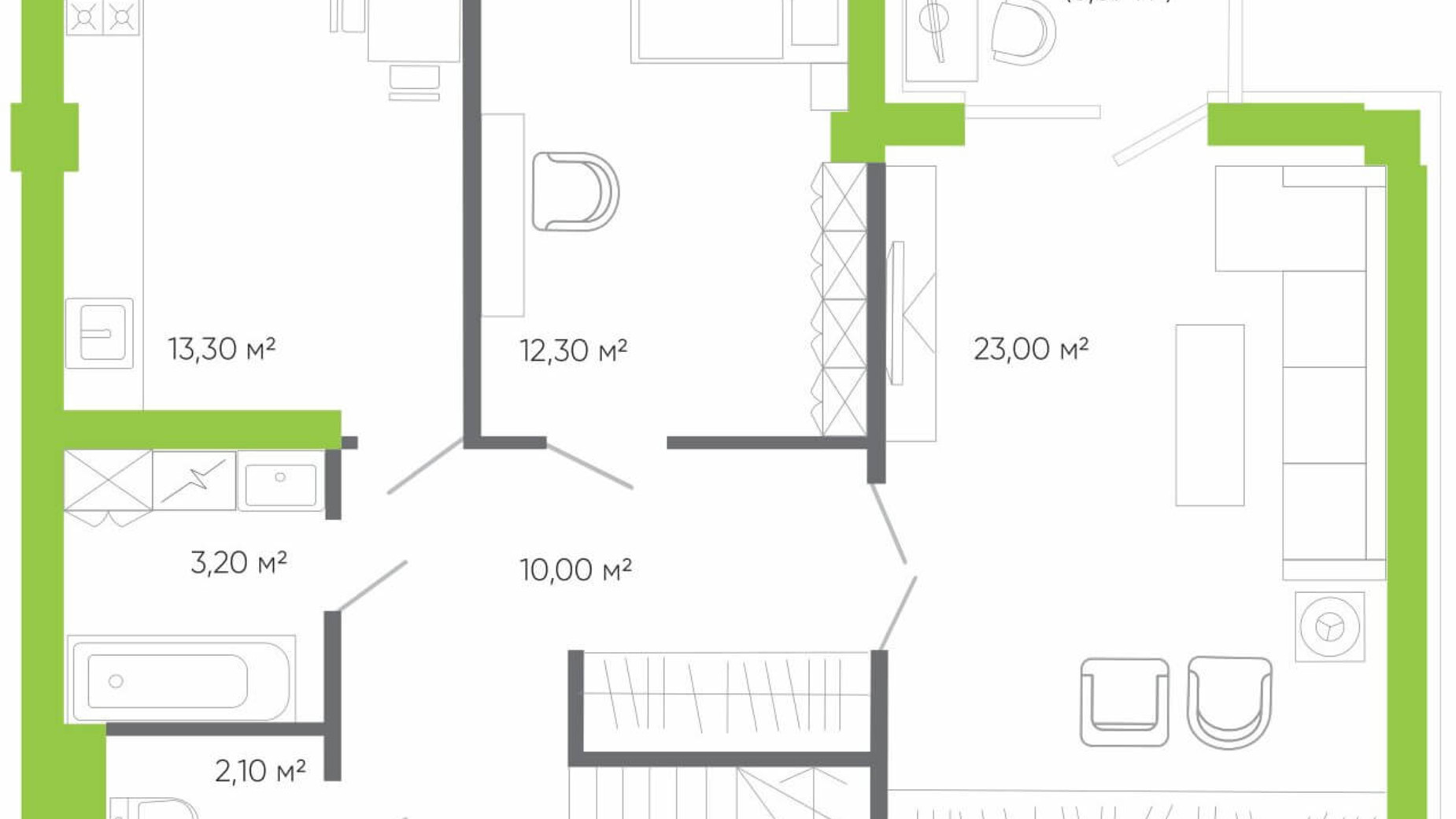 Планировка 4-комнатной квартиры в ЖК Оселя парк 161.7 м², фото 158348