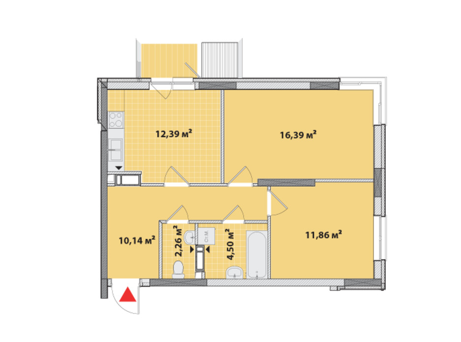 Планировка 2-комнатной квартиры в ЖК Академ-Квартал 60.25 м², фото 161798 Планировка 2-комнатной квартиры в ЖК Академ-Квартал 60.25 м², фото 161798