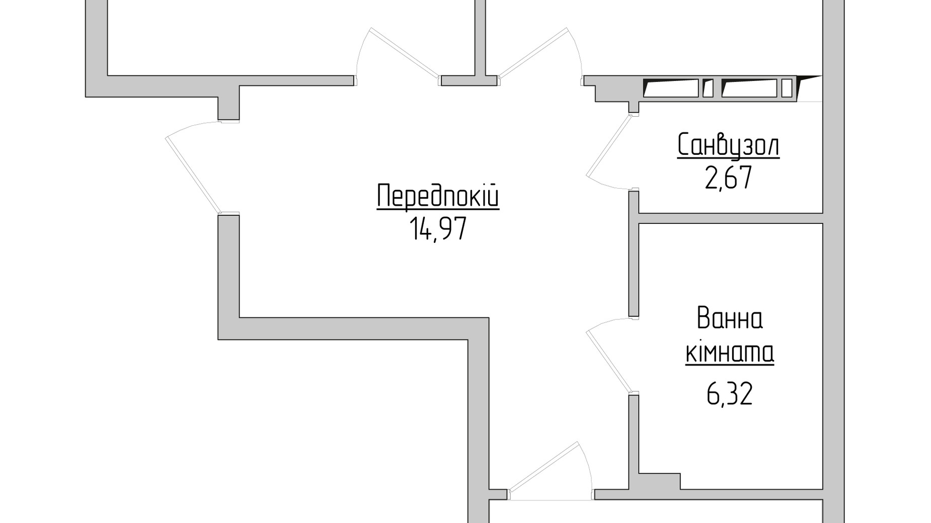 Планировка 2-комнатной квартиры в ЖК Пятьдесят вторая жемчужина 90.83 м², фото 161941