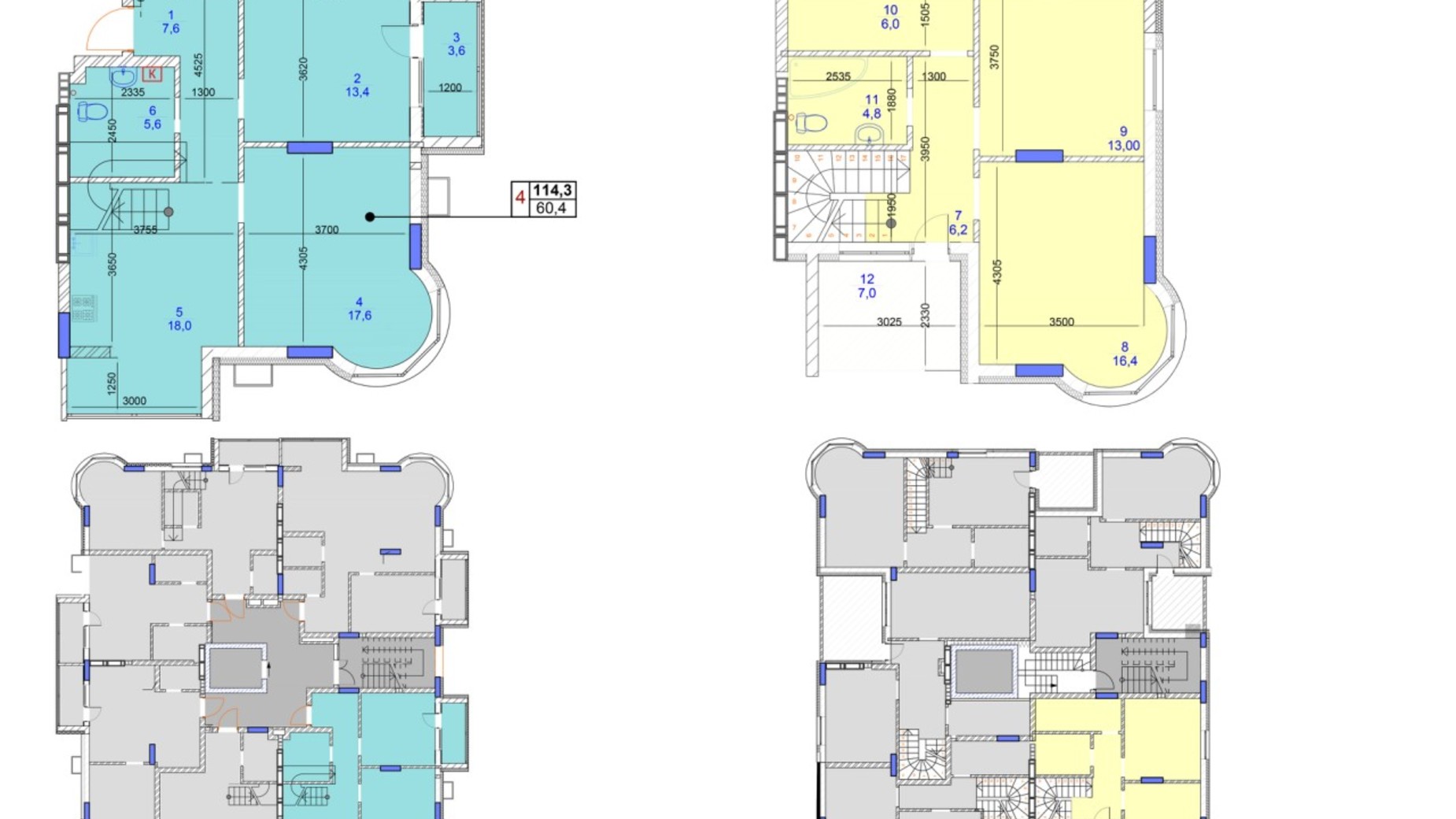 Планировка много­уровневой квартиры в ЖК Садочок 114.3 м², фото 162380