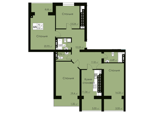 ЖК Марко Поло: планування 4-кімнатної квартири 132 м²
