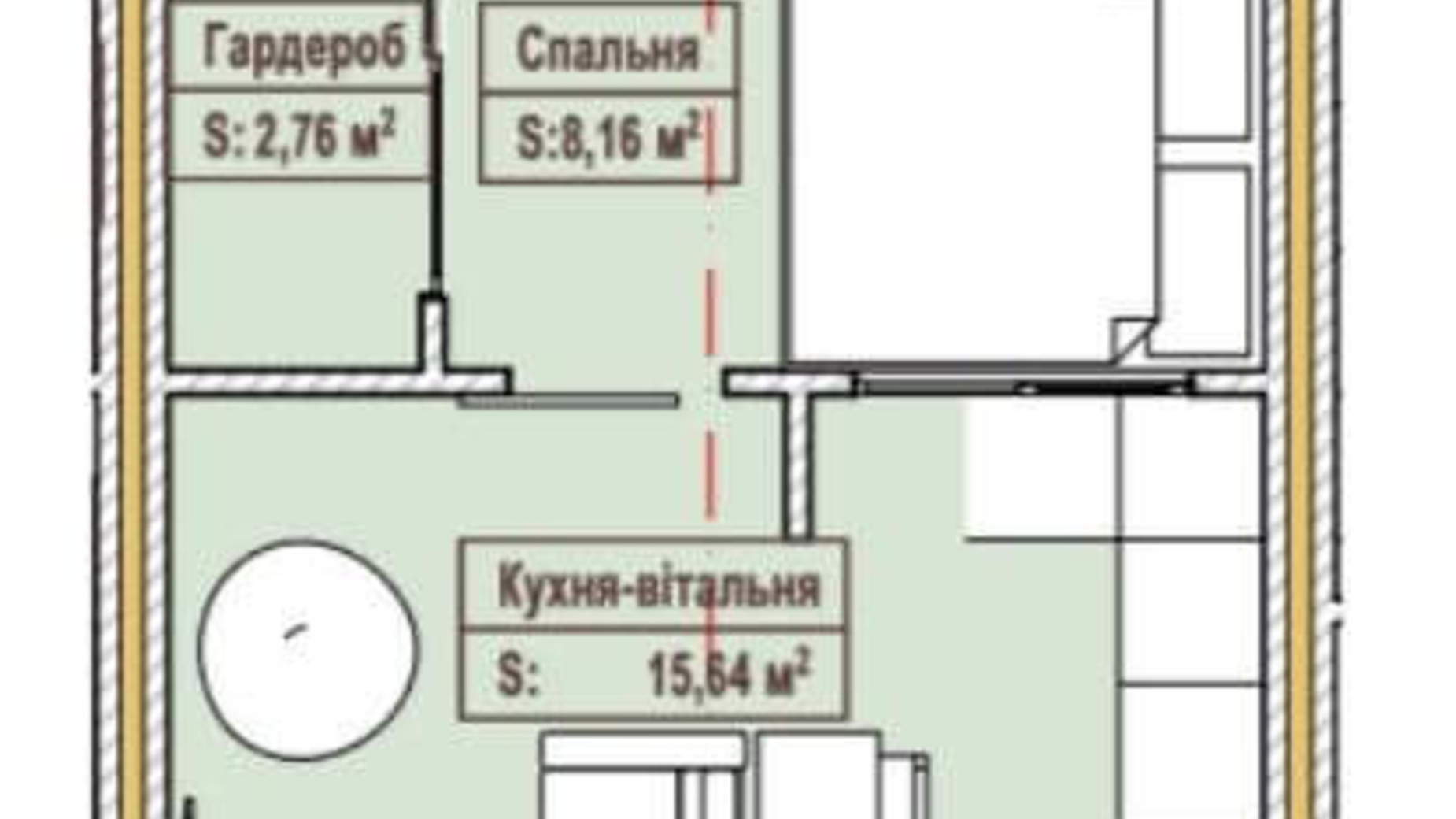 Планировка смарт квартиры в ЖК Александровск 38.56 м², фото 163064