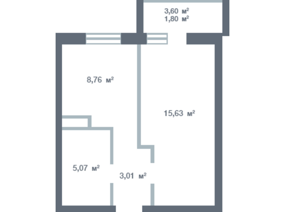 Планування 1-кімнатної квартири в ЖК Новосел 33.75 м², фото 163331 Планування 1-кімнатної квартири в ЖК Новосел 33.75 м², фото 163331