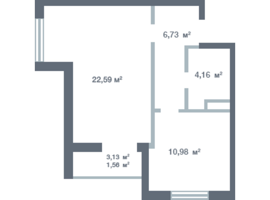 Планування 1-кімнатної квартири в ЖК Новосел 41.2 м², фото 163332 Планування 1-кімнатної квартири в ЖК Новосел 41.2 м², фото 163332