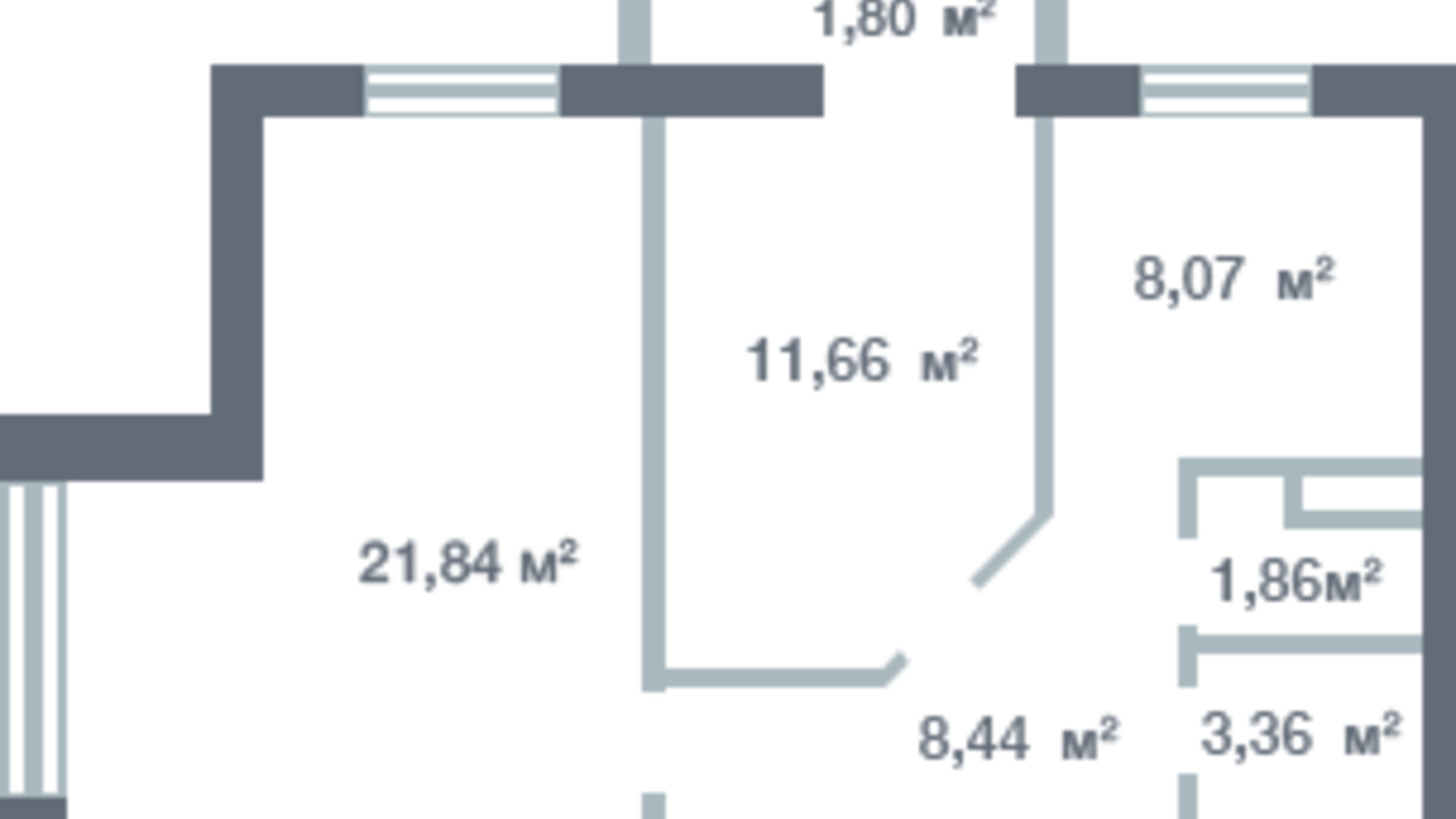 Планування 2-кімнатної квартири в ЖК Новосел 51.61 м², фото 163335