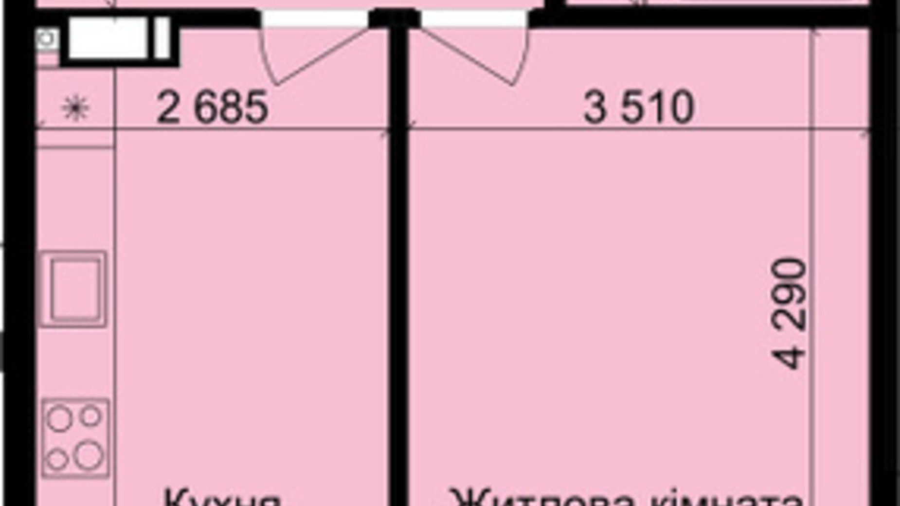 Планировка 1-комнатной квартиры в ЖК Кришталеві джерела 39.97 м², фото 163383