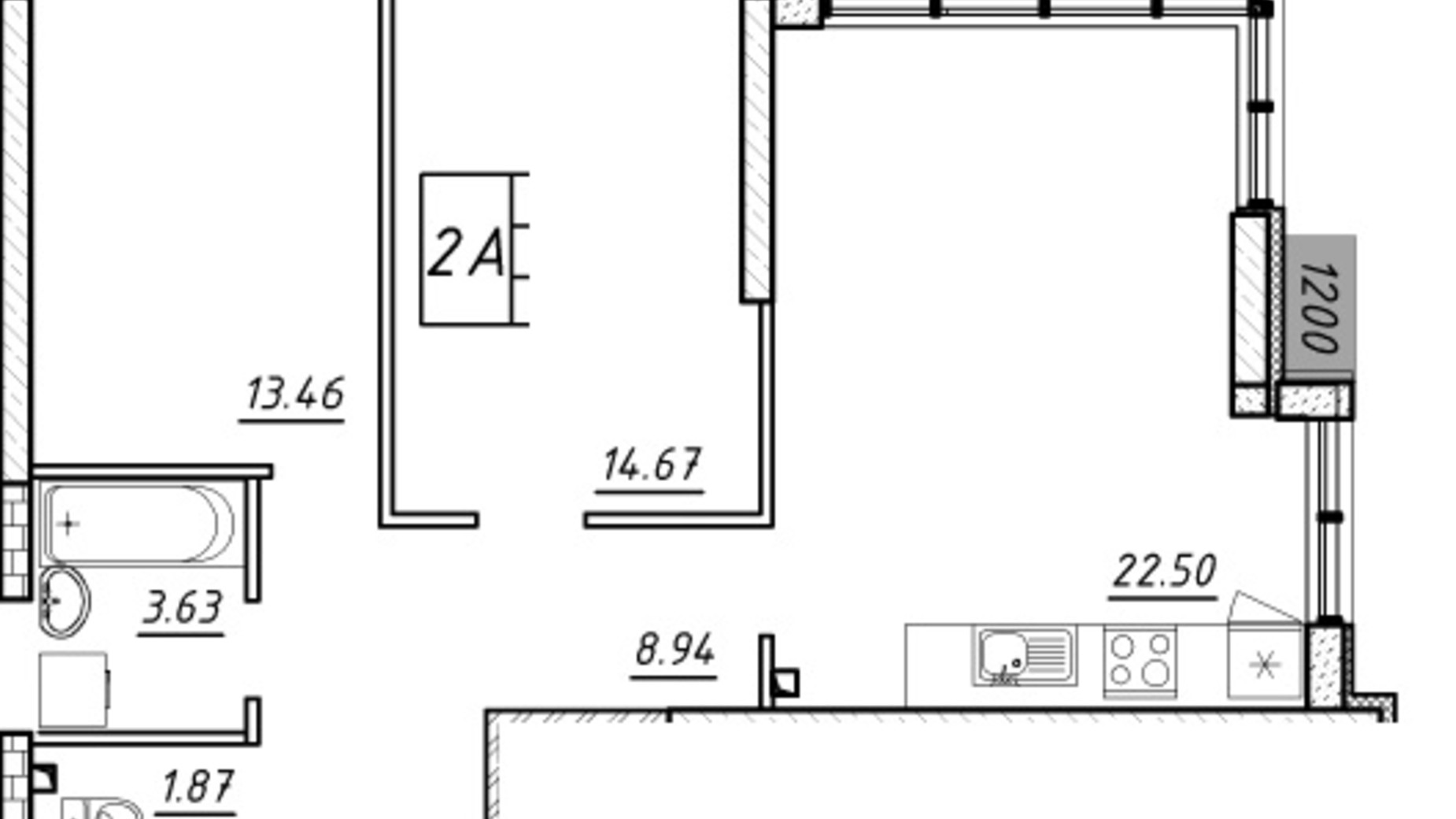 Планировка 2-комнатной квартиры в ЖК Manhattan 81.4 м², фото 164914