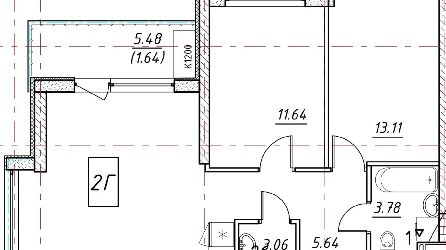 Планировка 2-комнатной квартиры в ЖК Manhattan 63.75 м², фото 164957