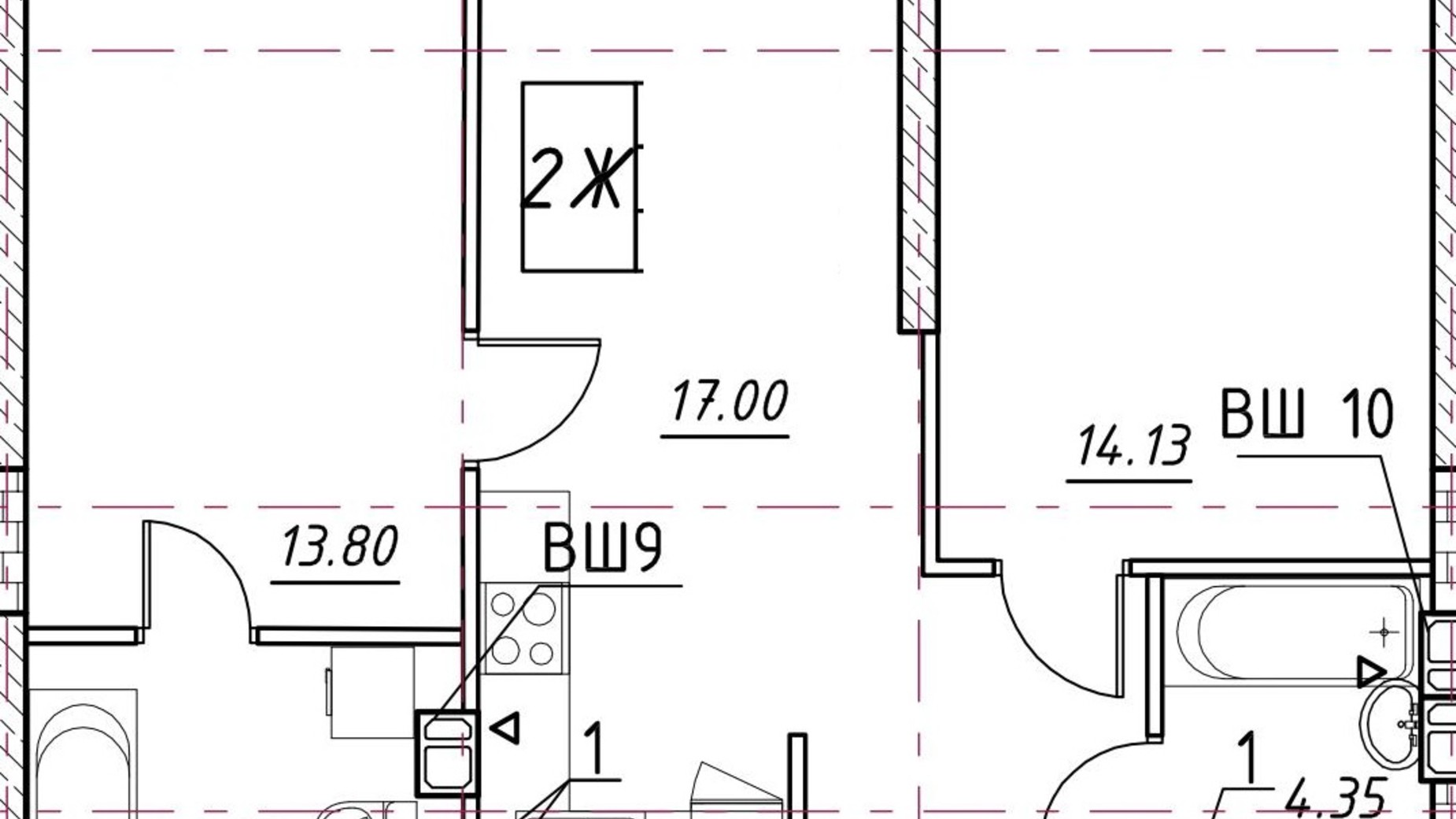 Планировка 2-комнатной квартиры в ЖК Manhattan 92.33 м², фото 164958