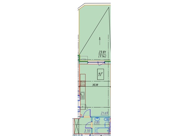 ЖК Manhattan: планировка 1-комнатной квартиры 37 м²