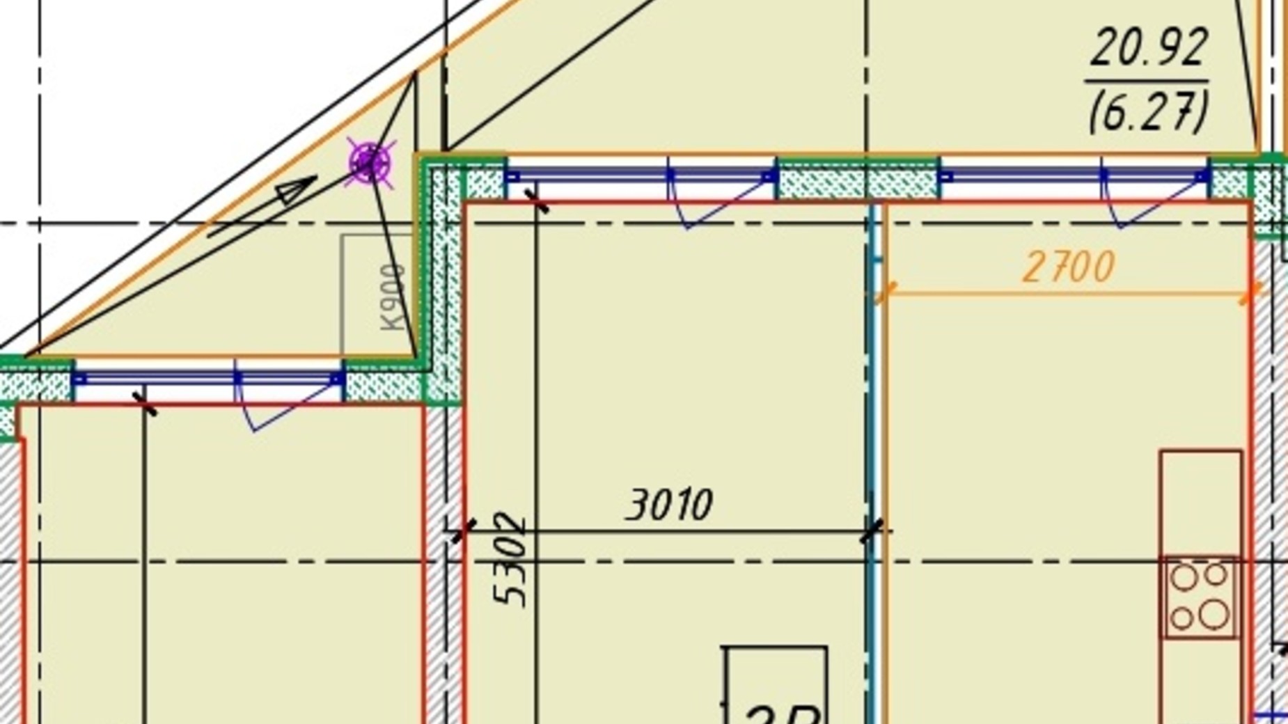 Планировка 2-комнатной квартиры в ЖК Manhattan 76.81 м², фото 165047