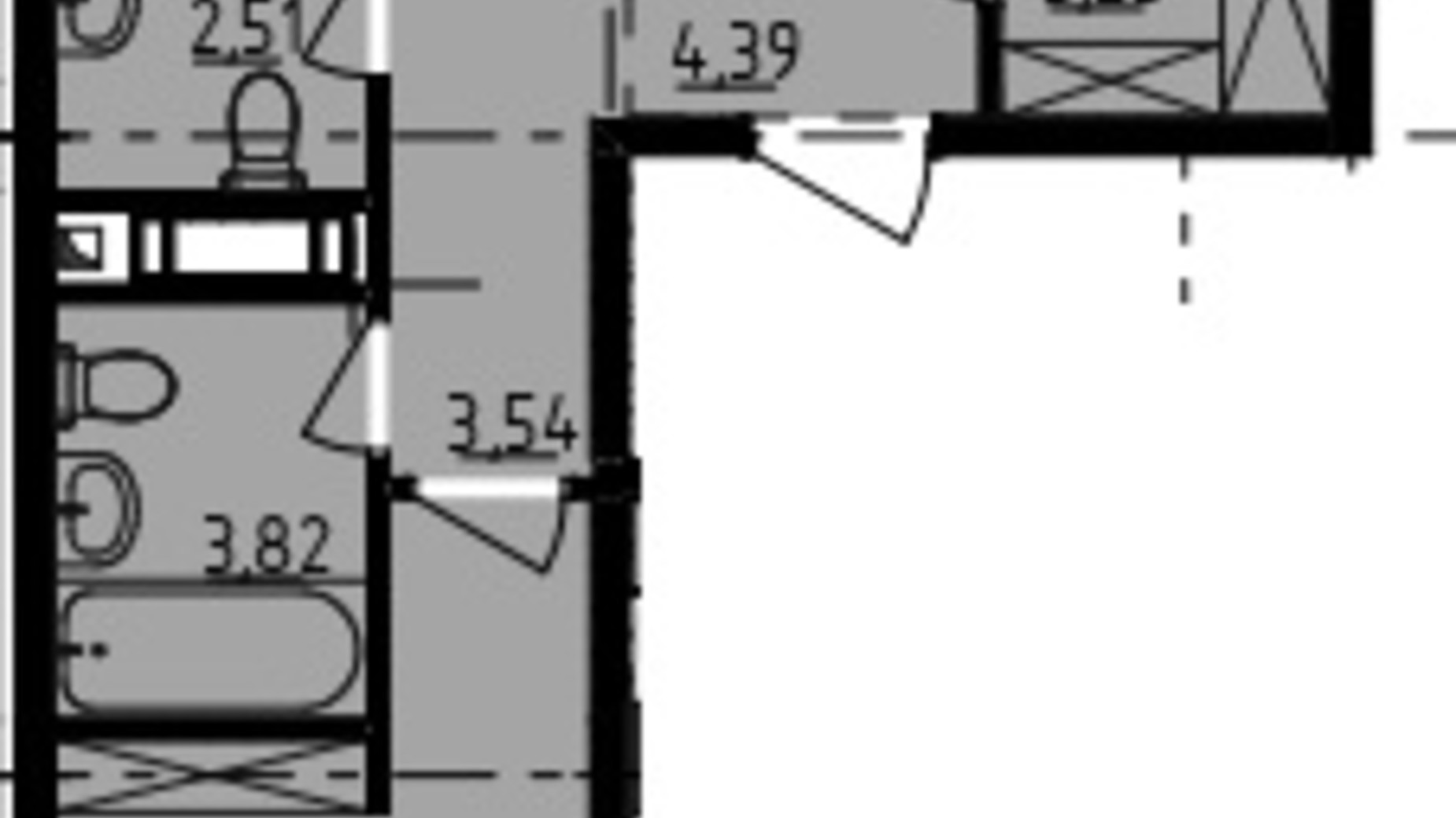 Планировка 2-комнатной квартиры в ЖК Manhattan 54.75 м², фото 165080