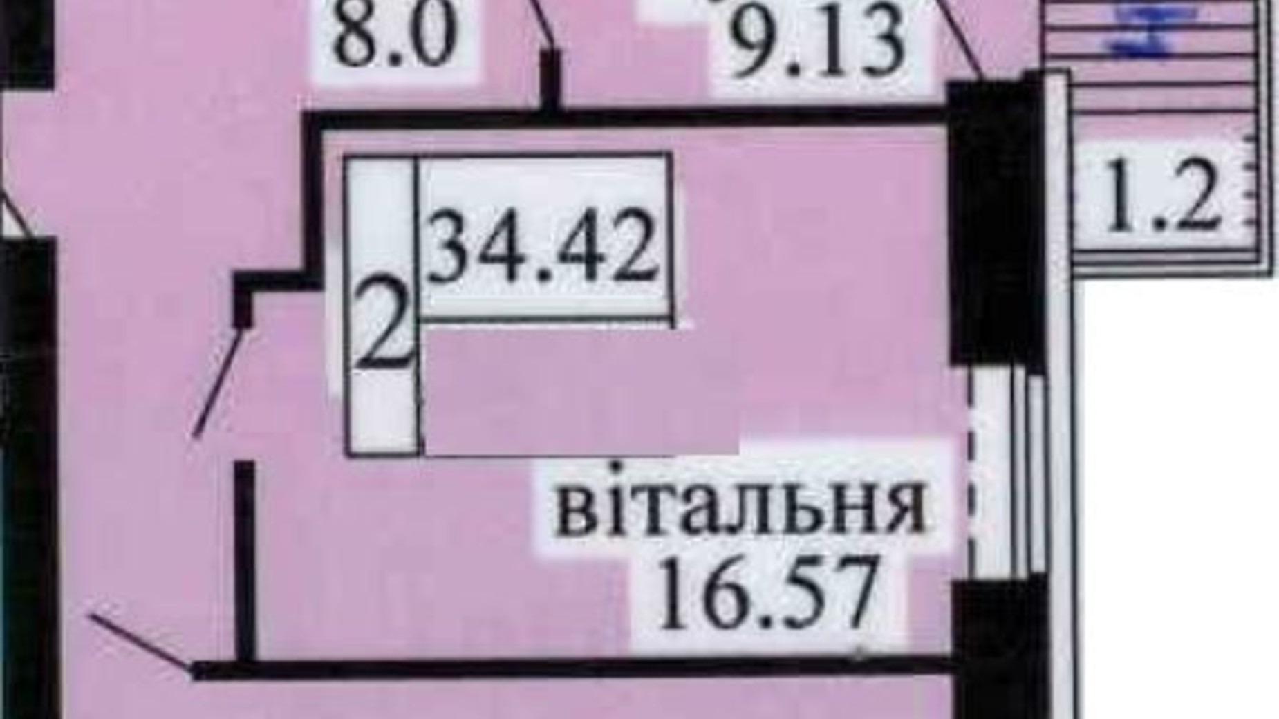 Планування 2-кімнатної квартири в ЖК Городок 62 м², фото 165447