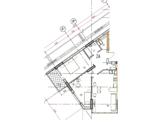 ЖК Derby Style House: планування 2-кімнатної квартири 72.52 м²