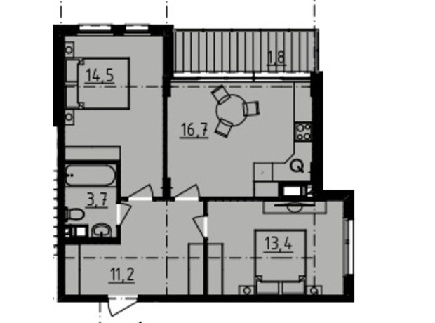 ЖК Derby Style House: планування 2-кімнатної квартири 70.73 м²