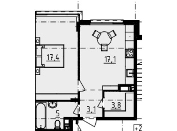 ЖК Derby Style House: планировка 1-комнатной квартиры 44.91 м²