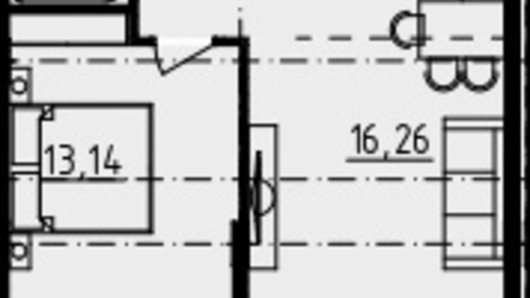 Планування 1-кімнатної квартири в ЖК Derby Style House 44.5 м², фото 165891