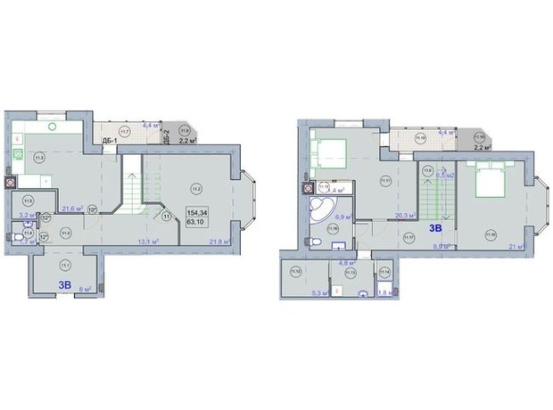 ЖК по вул. Першотравнева: планування 3-кімнатної квартири 154.34 м²