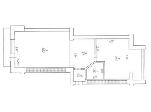 ЖК Rivbud: планировка 1-комнатной квартиры 64.3 м²