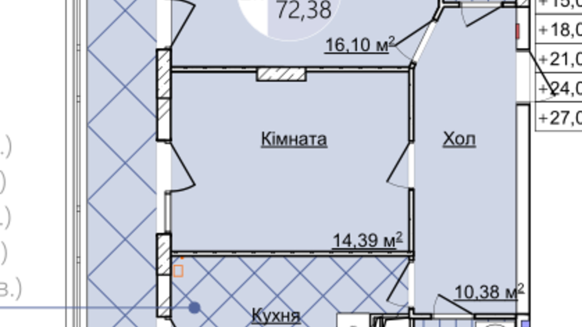 Планування 2-кімнатної квартири в ЖК Imperial Park Avenue 72.38 м², фото 167217