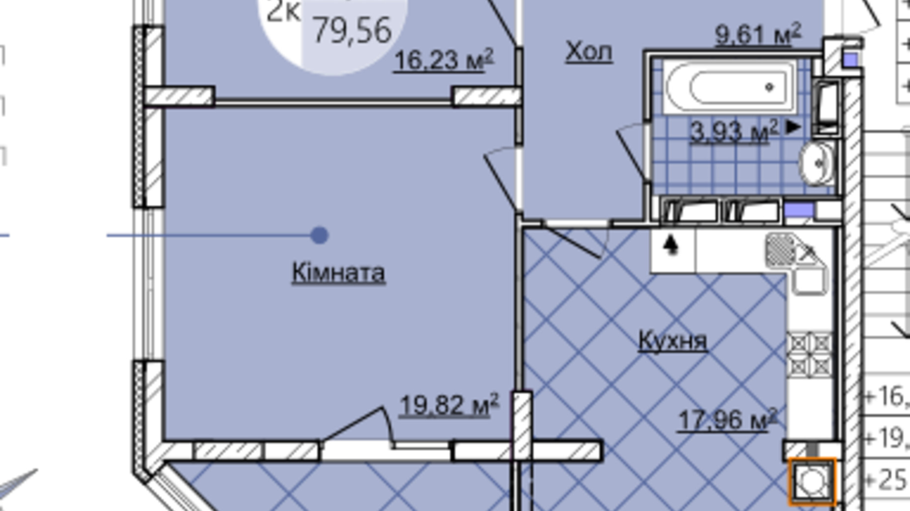 Планування 2-кімнатної квартири в ЖК Imperial Park Avenue 79.56 м², фото 167220