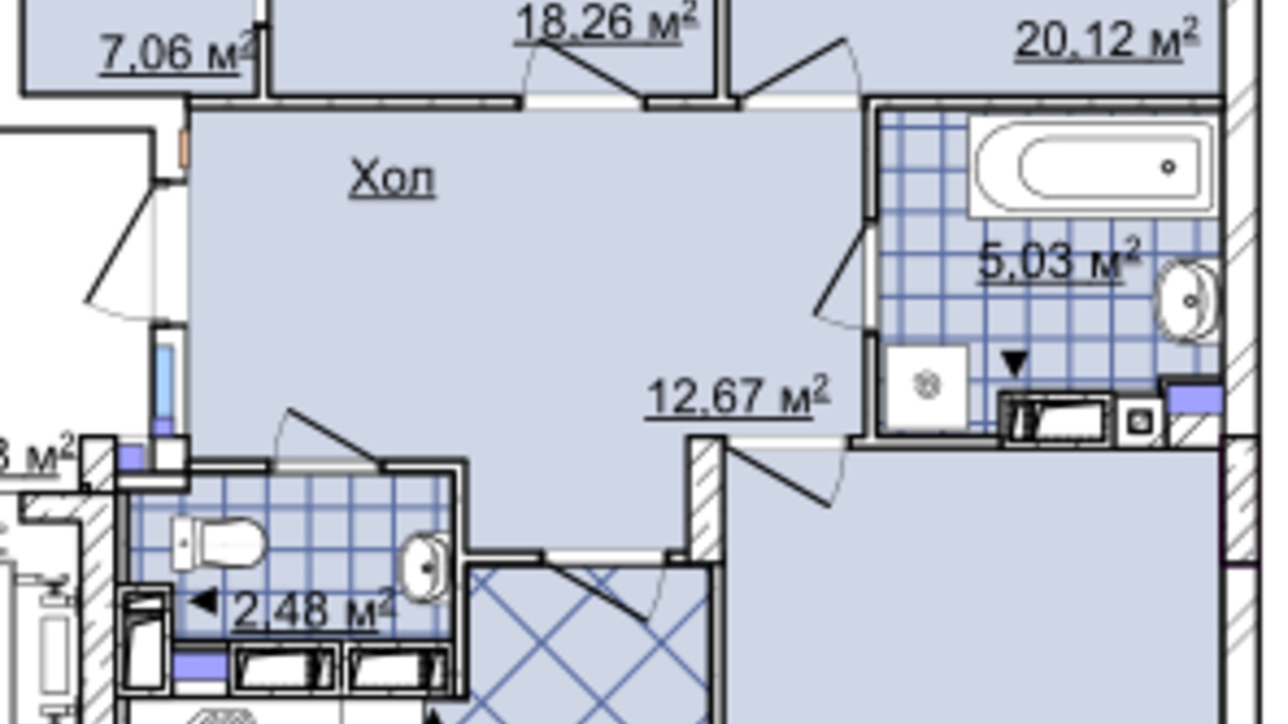 Планировка 3-комнатной квартиры в ЖК Imperial Park Avenue 108.32 м², фото 167226