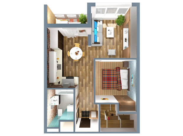 ЖК А12 на Симоненка: планування 1-кімнатної квартири 40 м²