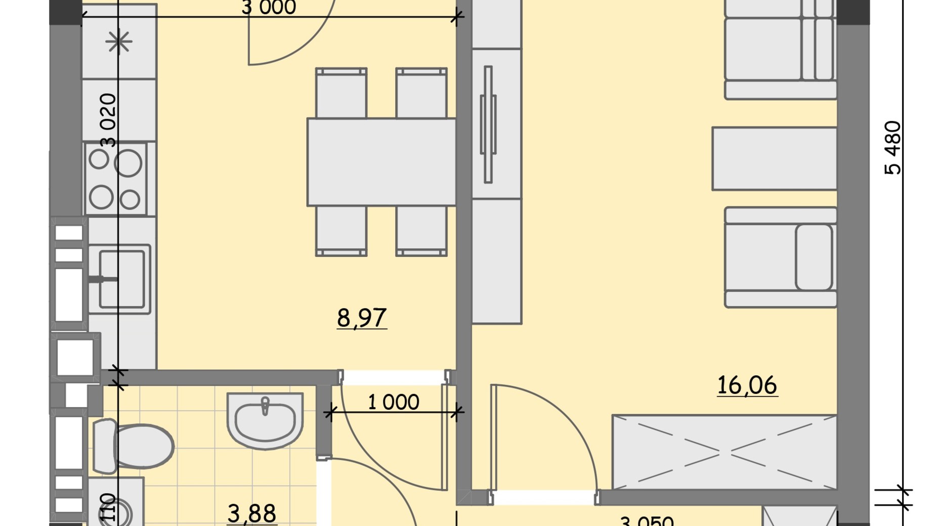 Планировка 1-комнатной квартиры в ЖК Идея 37.94 м², фото 168329