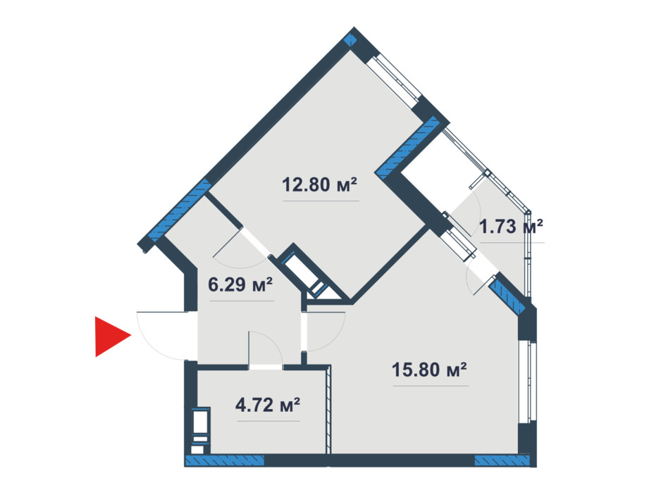 Планировка 1-комнатной квартиры в ЖК «Причал 8» 42.11 м², фото 168370 Планировка 1-комнатной квартиры в ЖК «Причал 8» 42.11 м², фото 168370