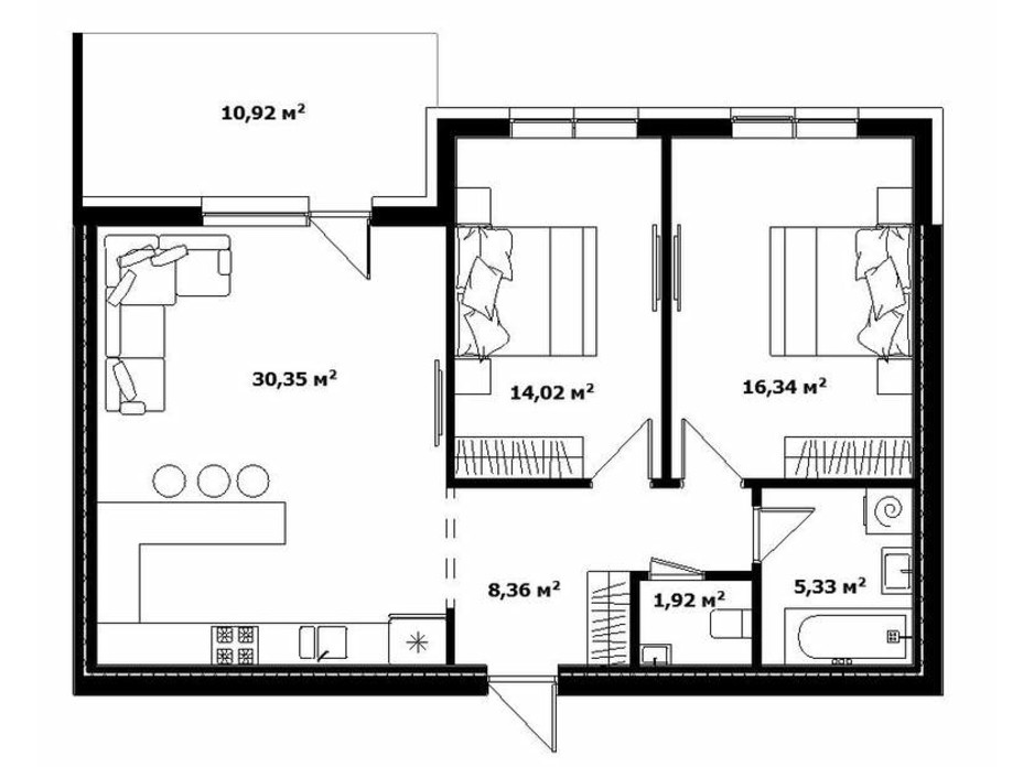 Планировка 2-комнатной квартиры в ЖК River Land 82 м², фото 168582 Планировка 2-комнатной квартиры в ЖК River Land 82 м², фото 168582