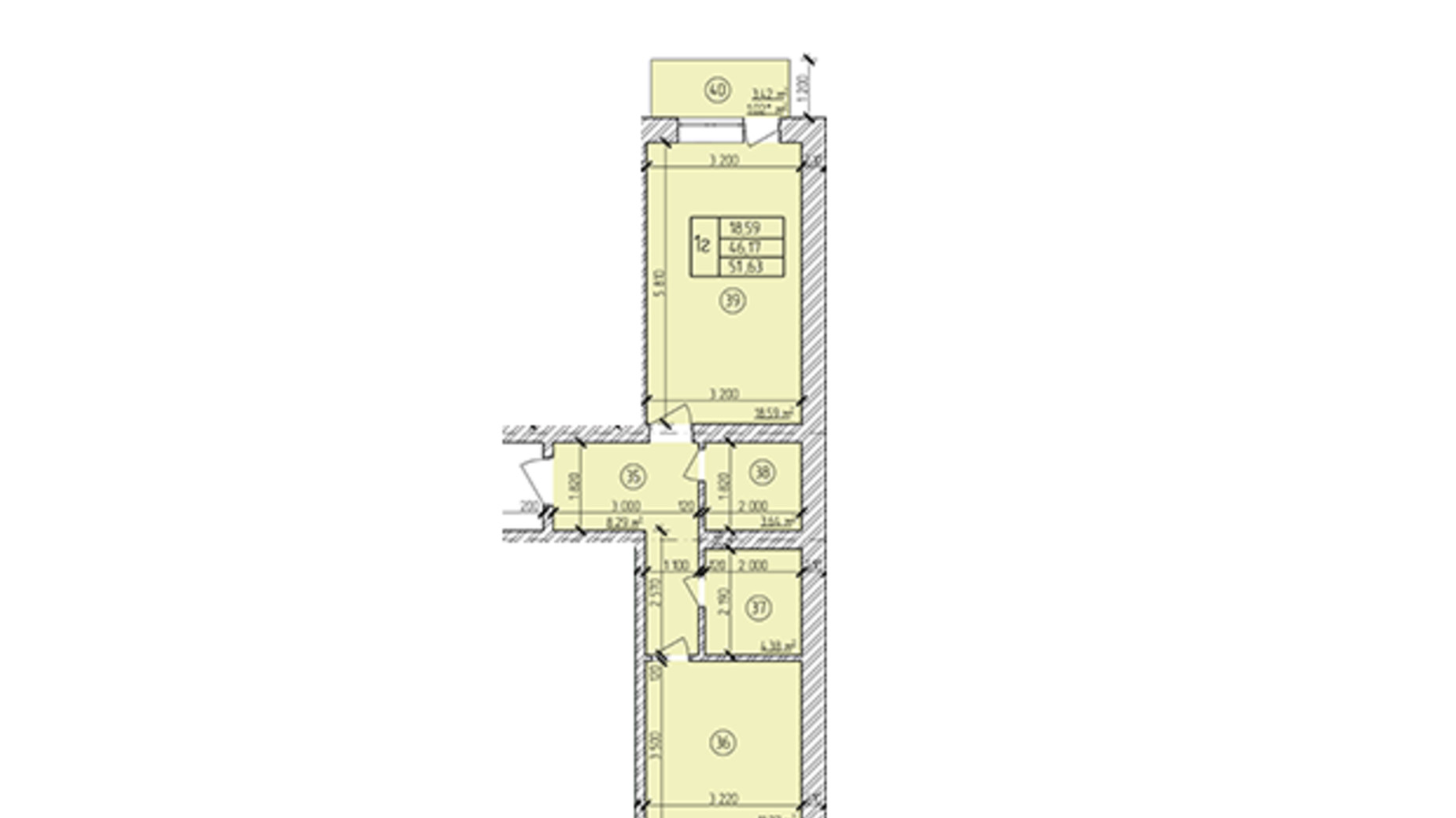 Планировка 1-комнатной квартиры в ЖК ул. Мичурина 54.02 м², фото 170441