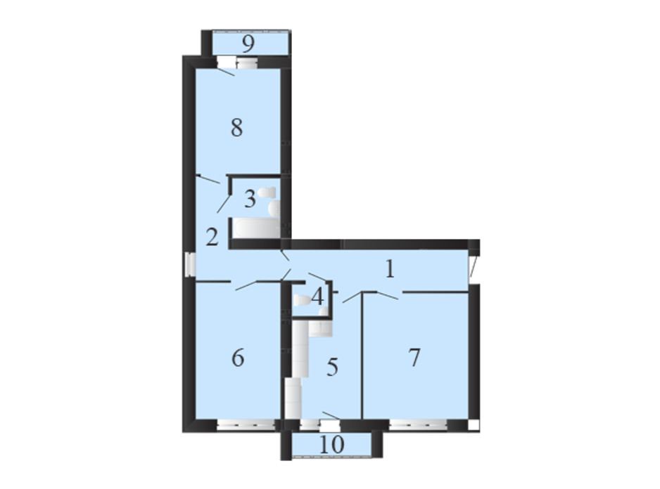Планировка 3-комнатной квартиры в ЖК Пейзажные озера 78 м², фото 17055 Планировка 3-комнатной квартиры в ЖК Пейзажные озера 78 м², фото 17055