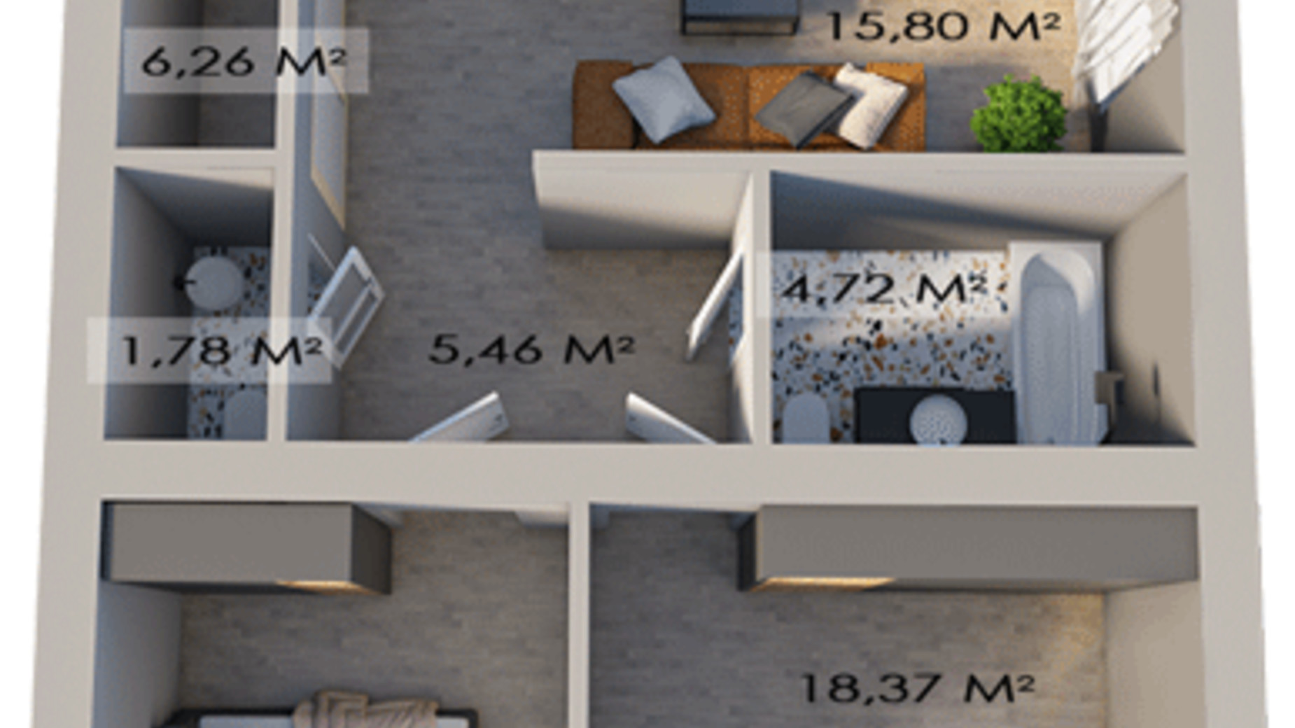 Планировка 3-комнатной квартиры в ЖК Клубный городок 12 77.8 м², фото 172168