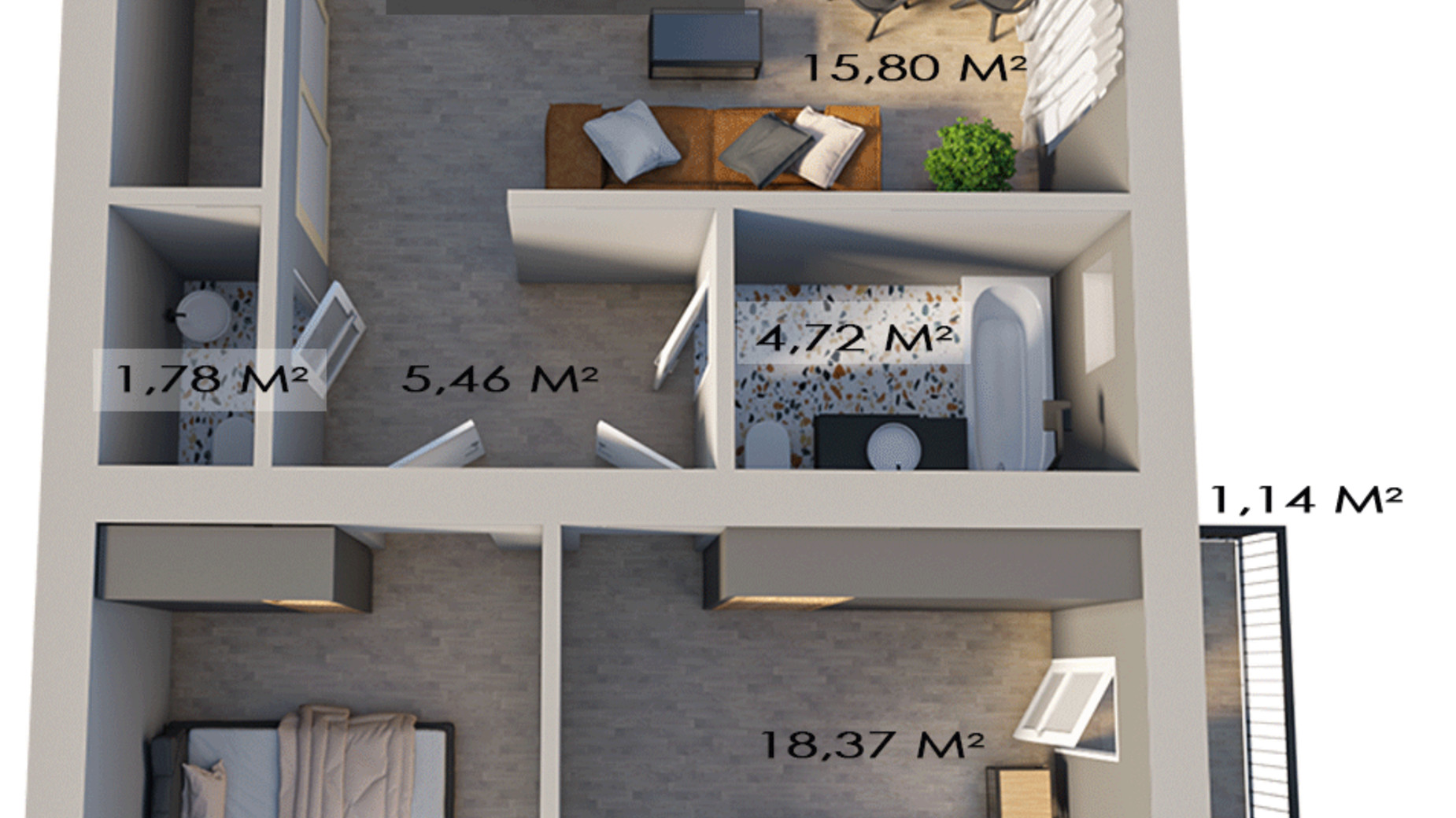 Планировка 3-комнатной квартиры в ЖК Клубный городок 12 79.1 м², фото 172188