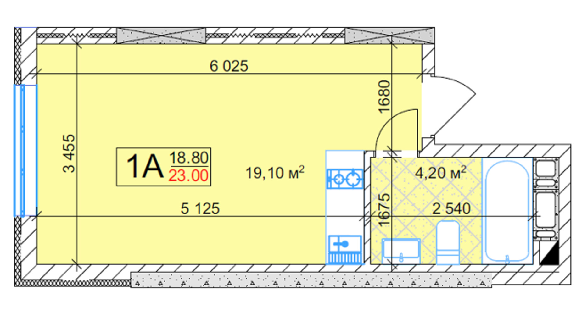 Планування смарт квартири в ЖК Квітень 23 м², фото 172752