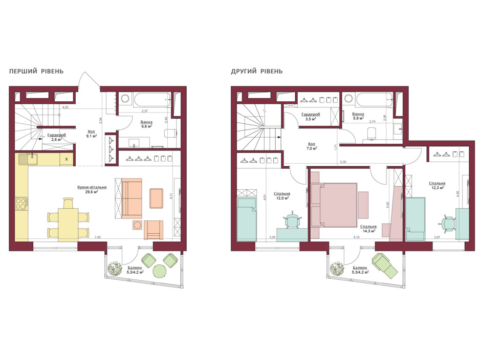 Планування багаторівневої квартири в ЖК Legenda 111.3 м², фото 173485 Планування багаторівневої квартири в ЖК Legenda 111.3 м², фото 173485